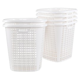 CadineUS 6 Pack Plastic Dirty Clothes Hamper, Laundry Basket with Handles, White