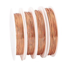 PH PandaHall 4 Rolls 260 FT Solid Bare Copper Wire, 22 24 26 28 Gauge Copper Wire Resistant Wire for DIY Crafts Jewelry Making Wrapping Sculpting, 65 FT/Roll
