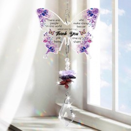 Thank You Gifts for Women Crystal Suncatcher, Teacher Appreciation Gifts Hanging Butterfly Crystal Suncatcher for Window，Employee Appreciation Gift Rainbow Maker Ornament