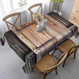 LoLo UoUo Antique Wooden Door Rectangle Tablecloth 60x84 Inch Outdoor Old Rustic Brown Barn Farm Timber Wall Board Building Table Cloths Decorations for Kitchen Home Dinner Party Wedding Picnic