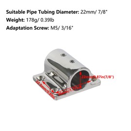 1Pcs Marine Boat Hand Rail Fitting, 316 Stainless Steel Durable Stanchion Rectangle Base Mount Hand Rail Fitting for 22mm Tube