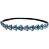 Mia Beaded Headband, Clear Triangular Rhinestones with Blue Beads, for