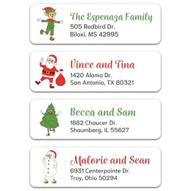 Christmas Return Address Labels - Custom Christmas Themed Address Stickers on Sheets (50-500 Labels)