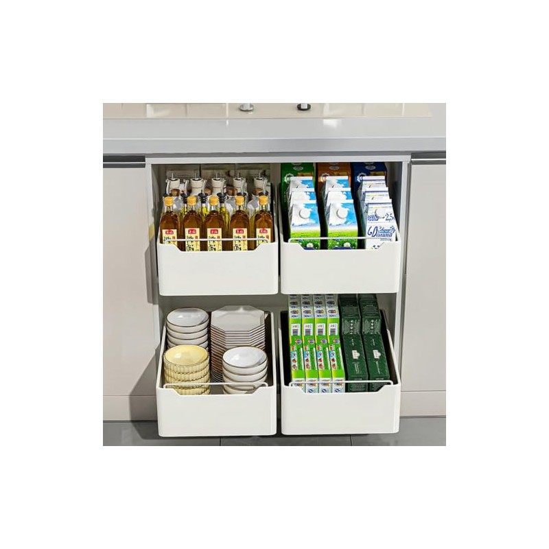 Extendable Kitchen Drawer, Extendable Kitchen Organisers, No Drilling, Metal Kitchen