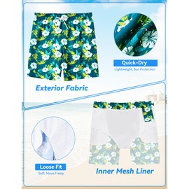 BARRACUDA BAY Mens Swim Trunks 8 inch Inseam Mesh Liner Quick-Dry Lightweight 4-Way Stretch Bathing Suit Swimming Trunks for Men UPF 50+ (Color: Hibiscus Vibes, Size: Large)