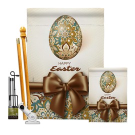 Breeze Decor Easter Faberge Egg Garden House Flag Kit Spring Happy Bunny Christian Season Springtime Holiday Decoration Banner Small Yard Gift Double-Sided, Made in USA