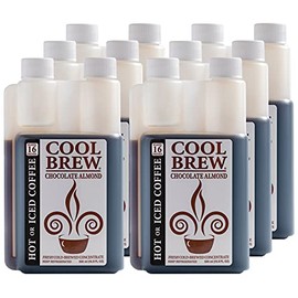 CoolBrew Chocolate Almond 6 Pack - 16 DRINKS PER BOTTLE - Fresh Cold Brew Liquid Concentrate - For Iced or Hot Coffee, Unsweetened, No Preservatives