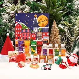 Advent Calendar 2024 Gift Set for Women, 24pcs Christmas Gifts with Body Lotion, Hand Cream, Shower Gel, Bath Bomb, Spa Gifts Basket,Christmas Gifts for Women