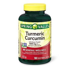 Spring Valley Turmeric Curcumin 500mg with 50mg Ginger Powder Twin Pack 180 Vegetarian Capsules