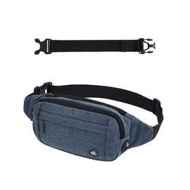 WATERFLY Bum Bag Waist Bag Men Women: Small Belt Bag Sport Bum Hip Bag Men Women Waist Fanny Pack with Extension Strap for Travel Hiking Dog Training Outdoor Denim Blue, denim blue, money belt