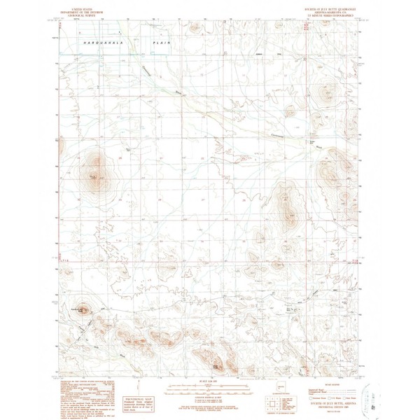 YellowMaps Fourth of July Butte AZ topo map, 1:24000 Scale, 7.5 X 7.5 Minute, Historical, 1989, Updated 1990, 26.8 x 22 in - Tyvek