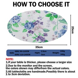 Round Tablecloth Diameter 48 Inches (90-110 cm) Outdoor Round Tablecloth with Elastic Band, Washable Round, Garden Tablecloth with Colourful Small Flowers Pattern