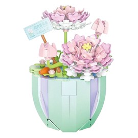 Building Block Pot Plant Educational Lifelike Colorful Beautiful Block Flower Bonsai for Children Adults Succulent Lotus Pot (312 Blocks)