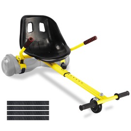 Hoverboard Seat Attachment Go-Kart Fits 6.5”/ 8”/ 10” Hoverboards, Hover Cart for Kids & Adults Accessory for Self Balancing Scooter, Yellow 1 Pack
