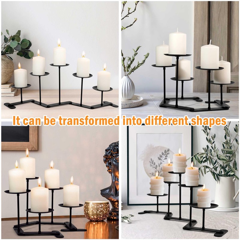 Adjustable Candelabra Candle Holder: 5 Candle Iron Candelabra Fireplace Candle