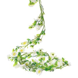 sourcing map Artificial Daisies Flowers Garland Vine Silk Wildflower Garland Fake Hanging Flowers Green Leaves for Wall Party Wedding Arch Floral Decor Home, White
