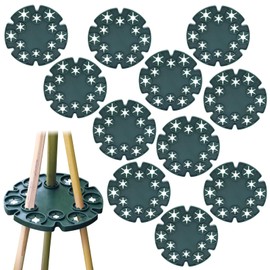 Pack of 12 Climbing Aid Plant Support Plastic Plant Supports with 12 Holes Trellis Peas, Beans Trellis Aid, Round Flower Support Rod Connector Wigwam, Trellis Stick Holder Disc (Green)