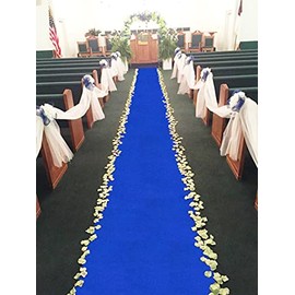 3 x 15 ft Aisle Runners Wedding Accessories 2mm Blue Aisle Runner Carpet Rugs for Step and Repeat Display, Ceremony Parties and Events Indoor or Outdoor Decoration 3ft Wide x 15 feet Long