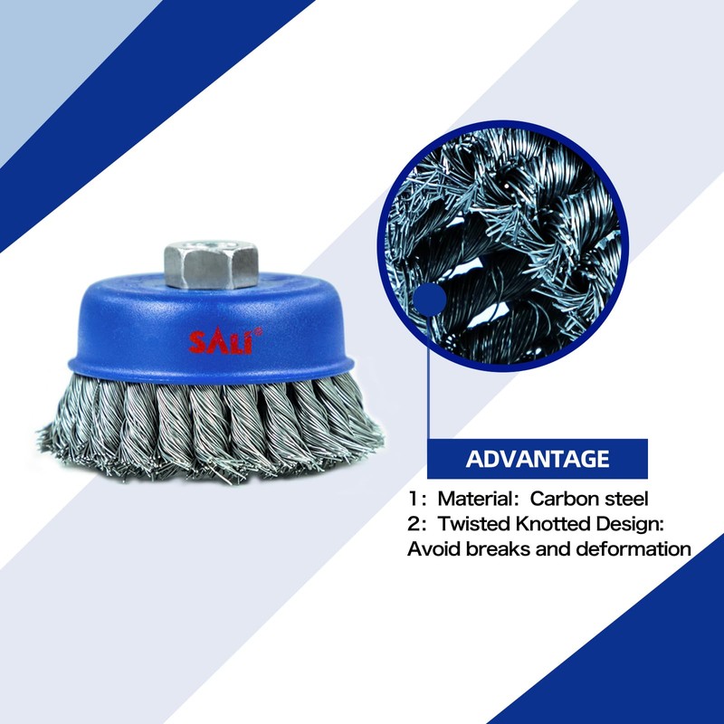 SALI 6 Pack Wire Cup Brush, 4 Inch Twisted Knotted