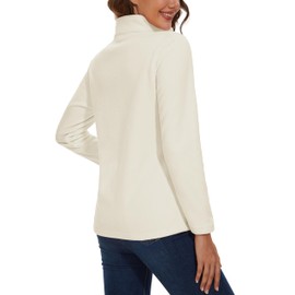 MAGCOMSEN Sport Sweatshirts for Women Lightweight Winter Jackets Long-sleeve 1/4 Zip Polar Fleece Pullover, Beige, M