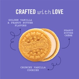 Three Dog Bakery Three Dog Bakery Classic Cremes Baked Dog Treats, Golden with Peanut Butter Filling, 13 oz,Brown,310077