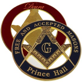 Masonic 3" Free and Accepted Masons PRINCE Hall Car Emblem Black // Gold DMCE13