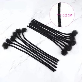 Loc Extension Human Hair 0.2cm Thickness 6 Inch 30 Strands Natural Black Full Handmade Permanent Locs Can Be Dyed and Bleached for Women Men Kids Dreadlock Extensions Real Human Hair