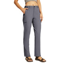 Haimont Women's Casual Cargo Pants Durable Lightweight Breathable Travel Hiking Pants with Pockets, Water Resistant & Moisture Wicking, Grey, M