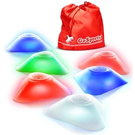 GoSports Modern Light Up Cones - Cycle Between 4 LED Colors for Sports, Traffic Safety, and Glow in The Dark Games - 6 Pack
