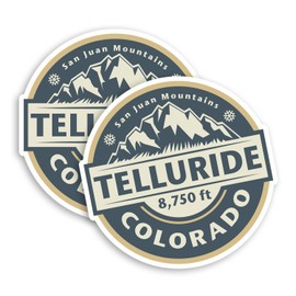 2 x 10cm Telluride Colorado Vinyl Stickers - USA America Ski Sticker #70575