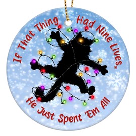 365RUSTIC Christmas Movie Cat Ornament, Funny Ornament for Christmas Tree, Office, Car, Home Decorations, 2-Side Printed Ceramic Ornament 2024, Gifts for Christmas