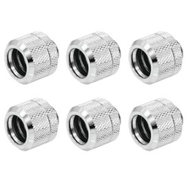 greenDracaena Dracaena.io 6 Pack G1/4" Thread to 16mm Outer Diameter, Hard Tubing Compression Fitting with high Body Design for Computer Water Cooling System, Silver