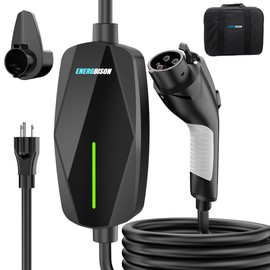 Energbison Level 1&2 Home EV Charger - 16Amp 110V-240V Portable Electric Vehicle Charger with NEMA 6-20, Plug & 5-15 Adapter, 25FT Cable Electric Vehicle Charger, SAE J1772 Charging Station for Home