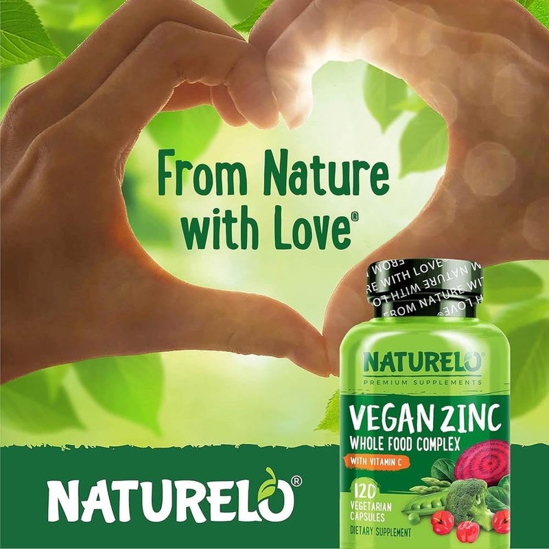 NATURELO Vegan Zinc Immune Support Capsules - Whole Food Complex