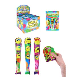 HENBRANDT Single Self-Inflating Yellow Smile Face Inflatable Baseball Bat 48cm Kids Blow Up Inflatable Toys 3 Assorted Smile Designs Fancy Dress Party Decoration Stocking Filler Party Bag Favours