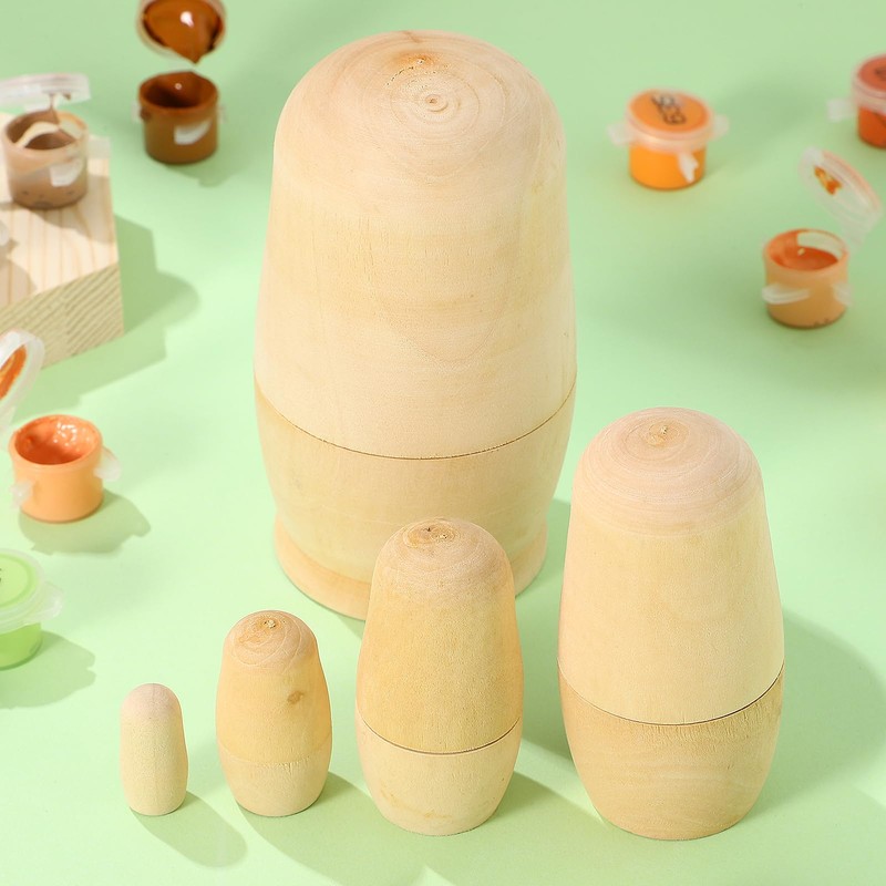JOINPAYA Wooden Unpainted Nesting Dolls: Blank Nesting Dolls DIY Russian