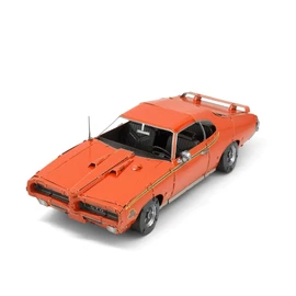 Fascinations Metal Earth Metal Construction Kits - Automotive 1969 Pontiac GTO Judge, Laser Cut 3D Construction Kit, 3D Metal Puzzle, DIY Model Kit with 3.5 Metal Boards, from 14 Years