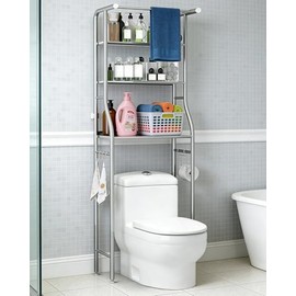 Estante para Baño sobre Inodoro, 3 Niveles Estante Organizador sobre el Inodoro con Ganchos y Portarrollos,Estantería para Baño de Inoxidable, Estante