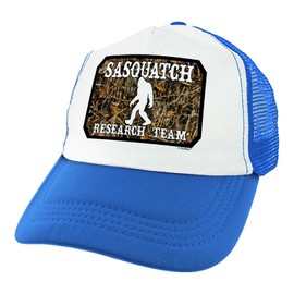 Hiker Gifts Sasquatch Research Team Hat Outdoorsy Hat Camper Gifts Hike Hat Bigfoot Trucker Hat Blue