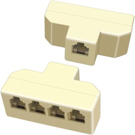 (2 Pack) Telephone Splitter 4 Way Phone Adapter RJ11 6P4C 1 Female to 4 Females