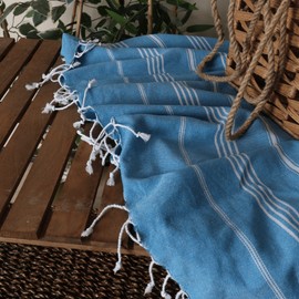 PÜSKÜL - Turkish Beach Towel Large Size Sand-free, 100% Cotton for Swimming and Pool, Extra Soft, 39X70 Inches for Holiday, 1 Piece (Turquoise)