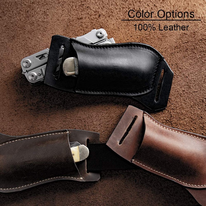 Gentlestache Leather Pocket Knife Sheaths for Belt, Folding Knife Sheath,