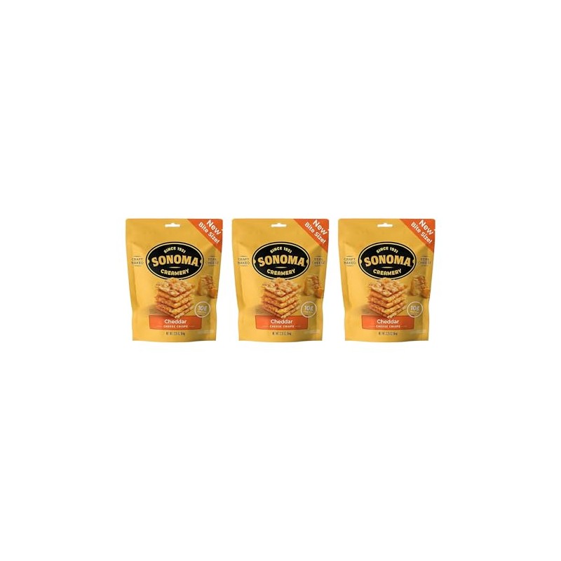 Sonoma Creamery Cheese Crisps, Cheddar, Savory Snack Cracker, High Protein,
