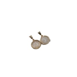 Woman 14K Gold Plated Stud Earrings with Faux Pearl Stones, 0.5 Inch Diameter (Style 1)