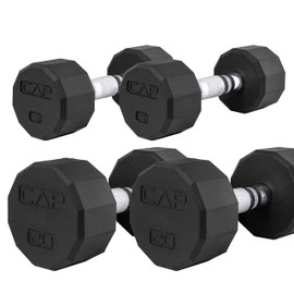 CAP Barbell 50 lbs Coated 12 - Sided Dumbbell Set, 5LBx2, 20lbx2