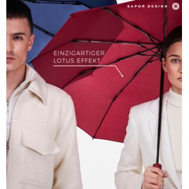 Sapor Design Premium Regenschirm mit Lotus Effekt | sturmfest, windsicher, kompakt, Auf-Zu-Automatik | edler & eleganter Schirm | stilvoller Taschenschirm (Umbrella)