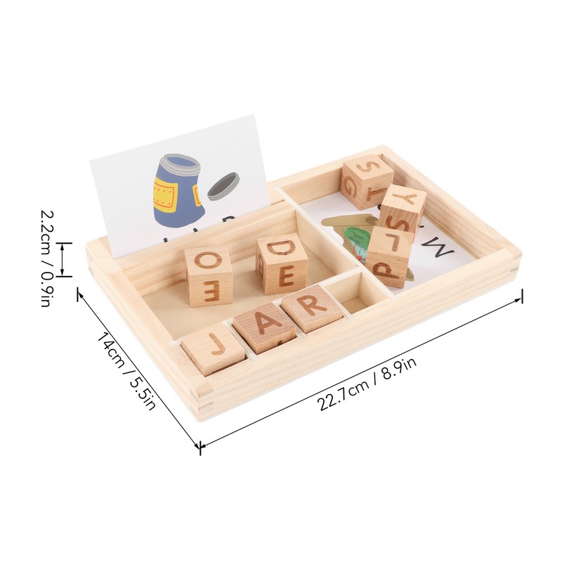 ABC Building Blocks English Letters 8 Blocks 30 Cards Wooden