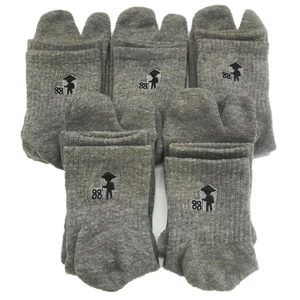 5 Sense Men's Normal Cloth Tabi Socks, Set of 5, For Walking, Made in Japan, Pilgrimage, gray