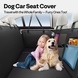 MellowMates Dog Car Seat Cover for Back Seat 53", Upgraded PU Leather Back Seat Extender with Hard Bottom Holds 400LBS, Waterproof Anti-Scratch, Backseat Cover for Dogs in Car, SUV & Small Truck