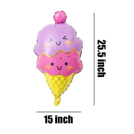HORUIUS Ice Cream Balloons Sweet Candy Ice Cream Shaped Aluminum Foil Mylar Balloons for Summer Beach Birthday Baby Shower Party Decorations 6PCS